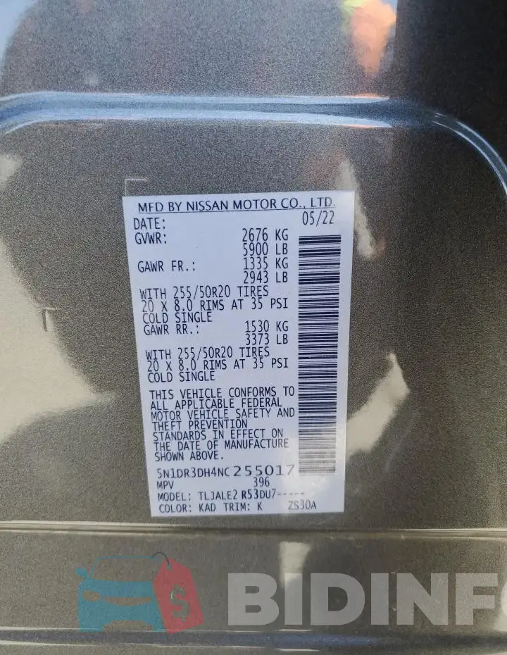 5N1DR3DH4NC255017 Photo# 13