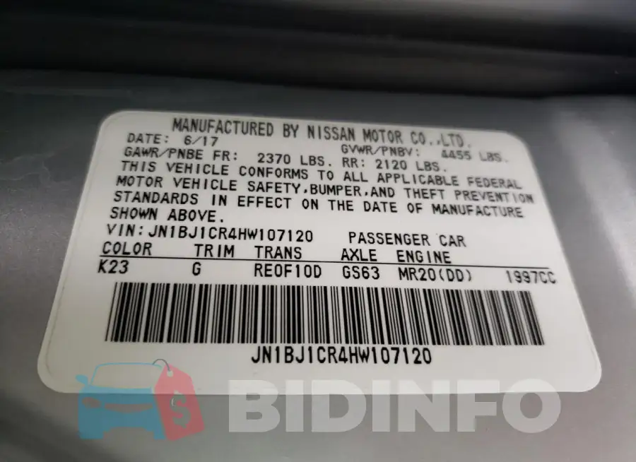 JN1BJ1CR4HW107120 Photo# 12