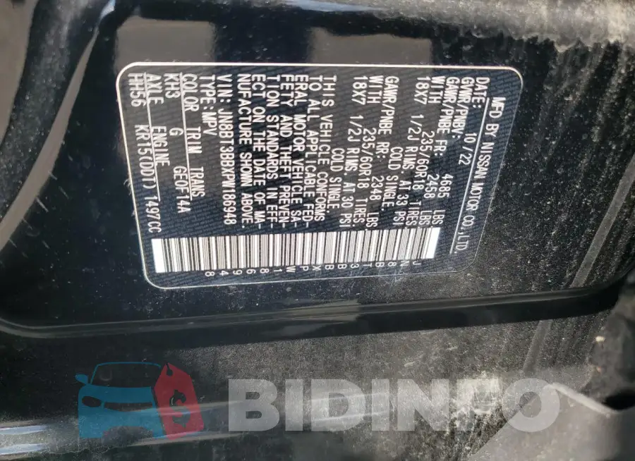 JN8BT3BBXPW186948 Photo# 14