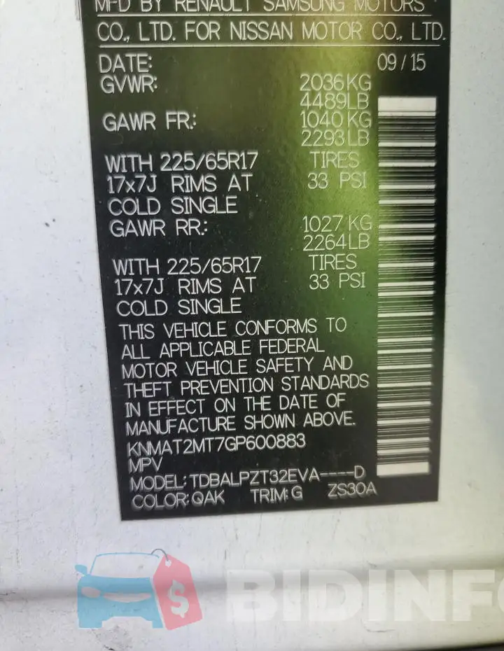 KNMAT2MT7GP600883 Photo# 13