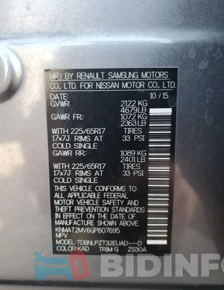 KNMAT2MV6GP607695 Photo# 12