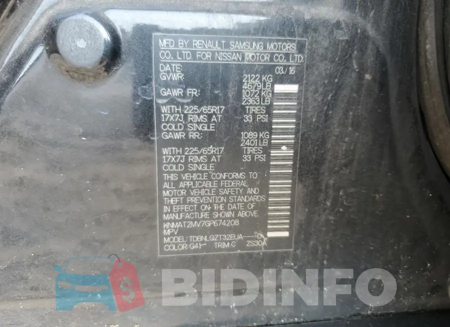 KNMAT2MV7GP674208 Photo# 12