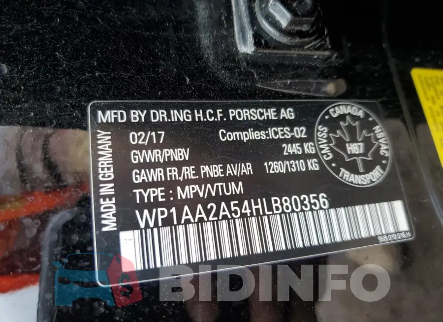 WP1AA2A54HLB80356 Photo# 13