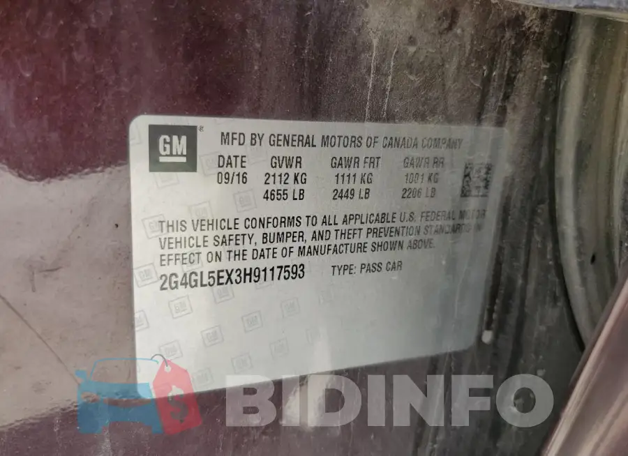 2G4GL5EX3H9117593 Photo# 12