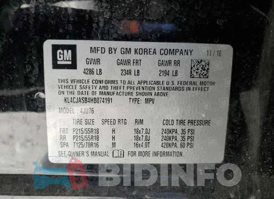 KL4CJASB4HB074191 Photo# 12