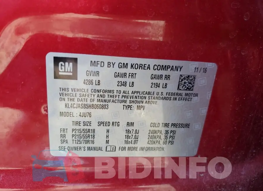 KL4CJASB5HB060803 Photo# 14