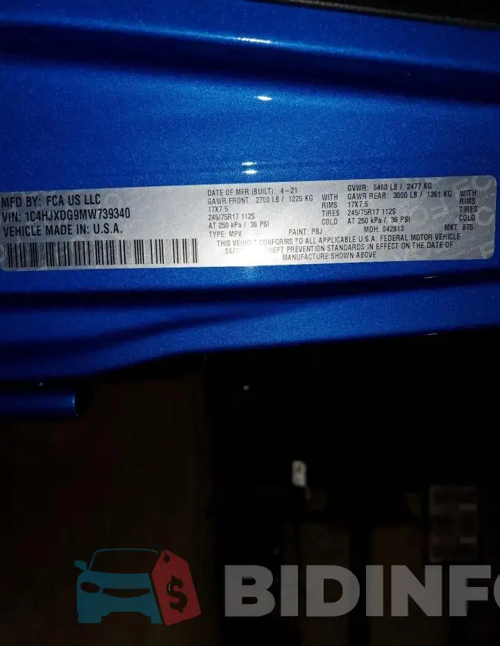 1C4HJXDG9MW739340 Photo# 12