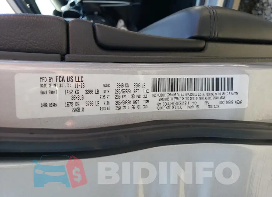 1C4RJFBG4KC611314 Photo# 14