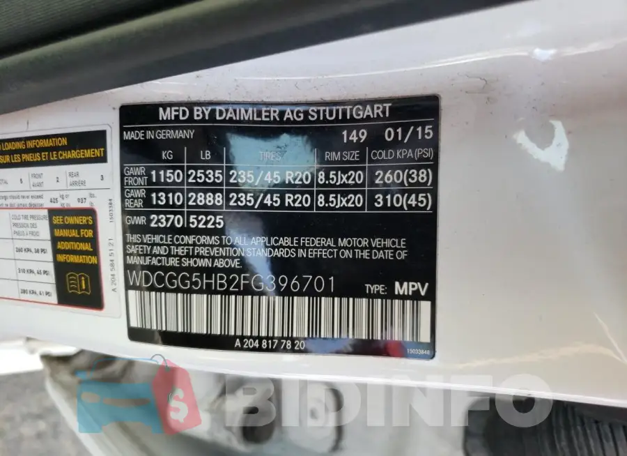 WDCGG5HB2FG396701 Photo# 13