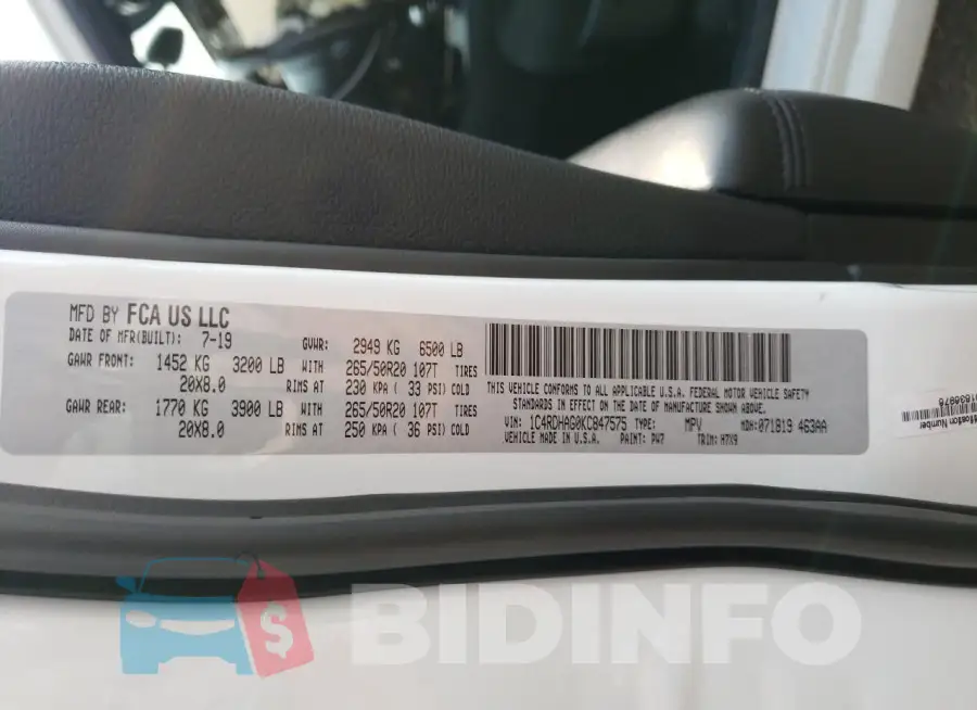 1C4RDHAG0KC847575 Photo# 13