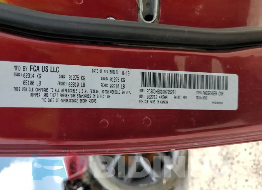 2C3CDXBG1KH715201 Photo# 12