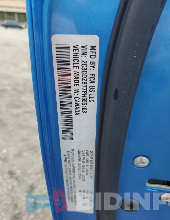 2C3CDZBT7PH655103 Photo# 12