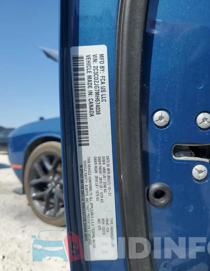 2C3CDZJG7MH674038 Photo# 12