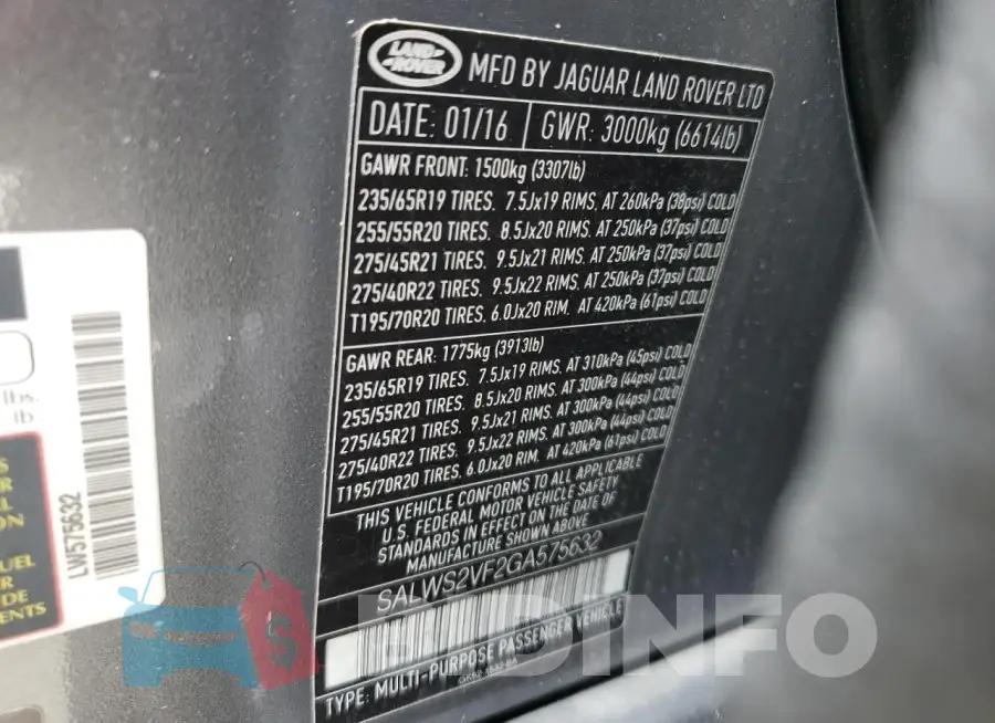 SALWS2VF2GA575632 Photo# 14