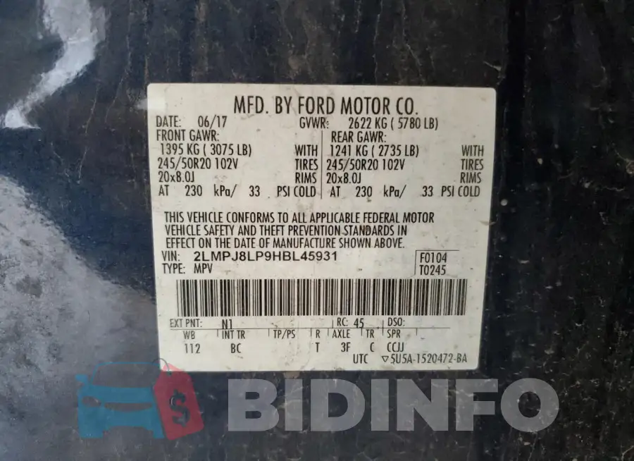 2LMPJ8LP9HBL45931 Photo# 13