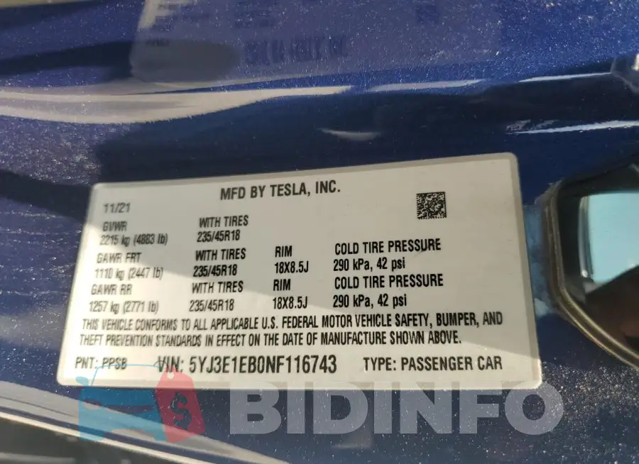 5YJ3E1EB0NF116743 Photo# 12