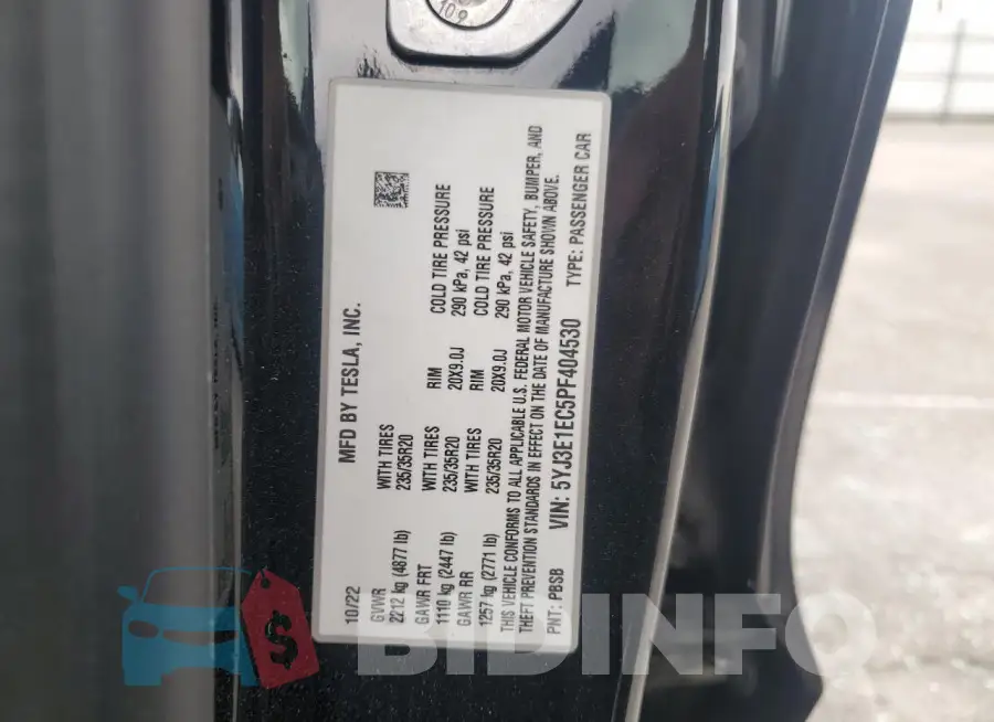 5YJ3E1EC5PF404530 Photo# 13