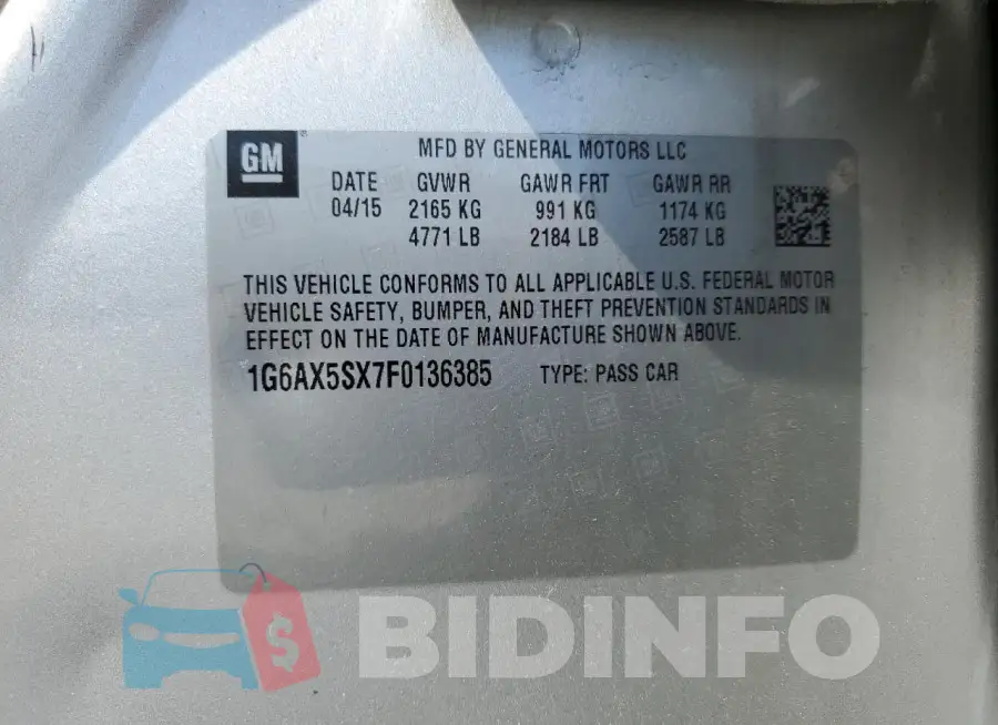 1G6AX5SX7F0136385 Photo# 12