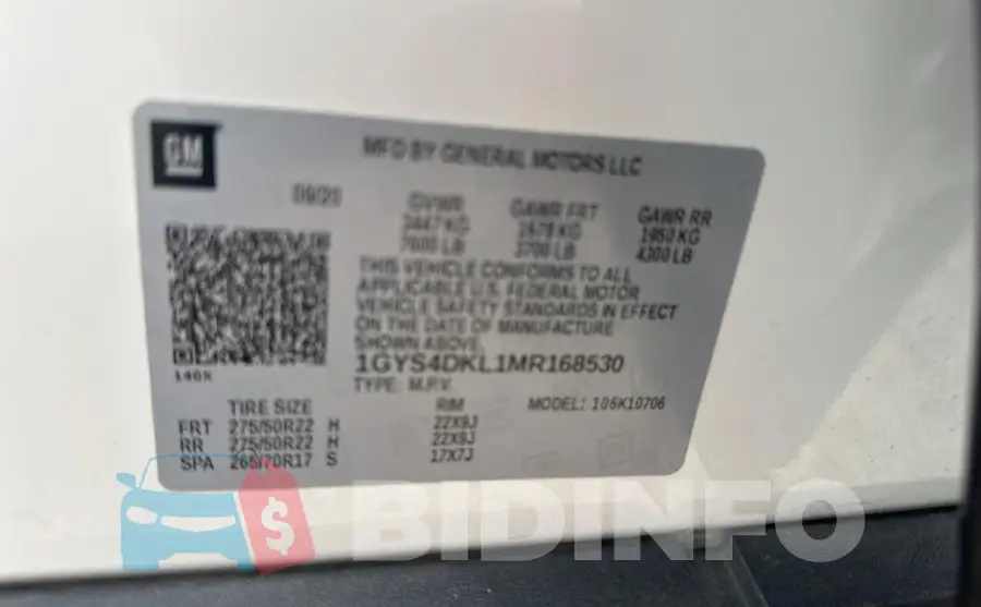 1GYS4DKL1MR168530 Photo# 10