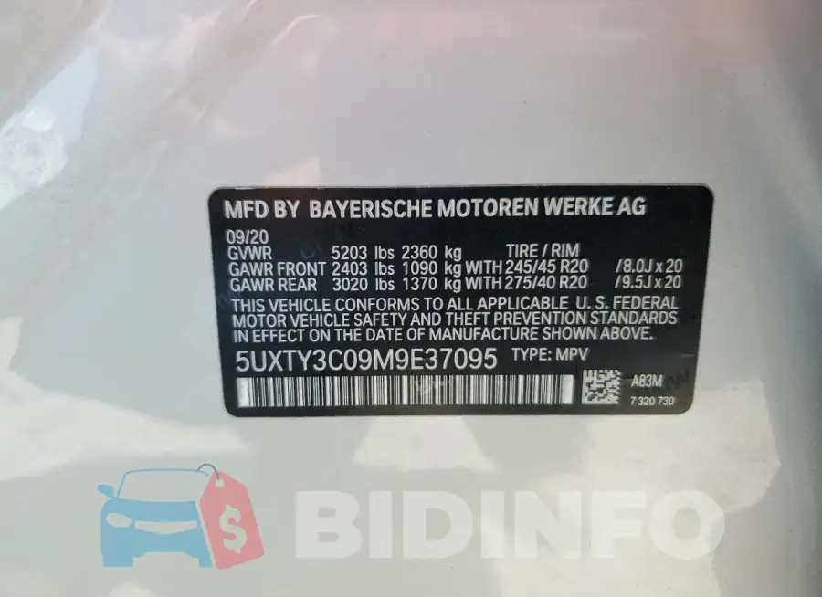 5UXTY3C09M9E37095 Photo# 14