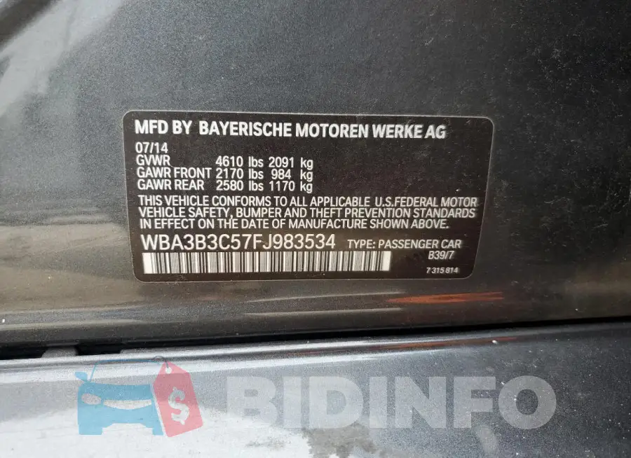 WBA3B3C57FJ983534 Photo# 12