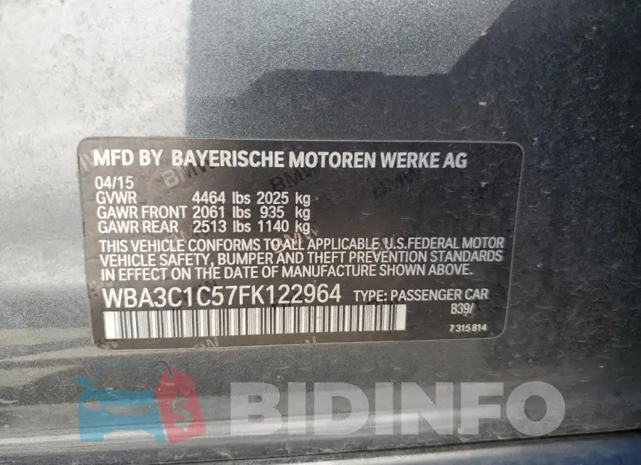 WBA3C1C57FK122964 Photo# 12