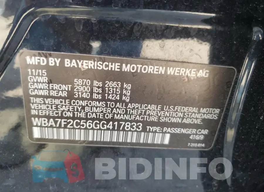 WBA7F2C56GG417833 Photo# 12