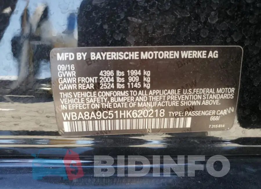 WBA8A9C51HK620218 Photo# 12