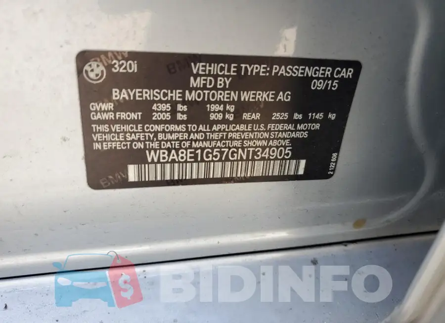 WBA8E1G57GNT34905 Photo# 12