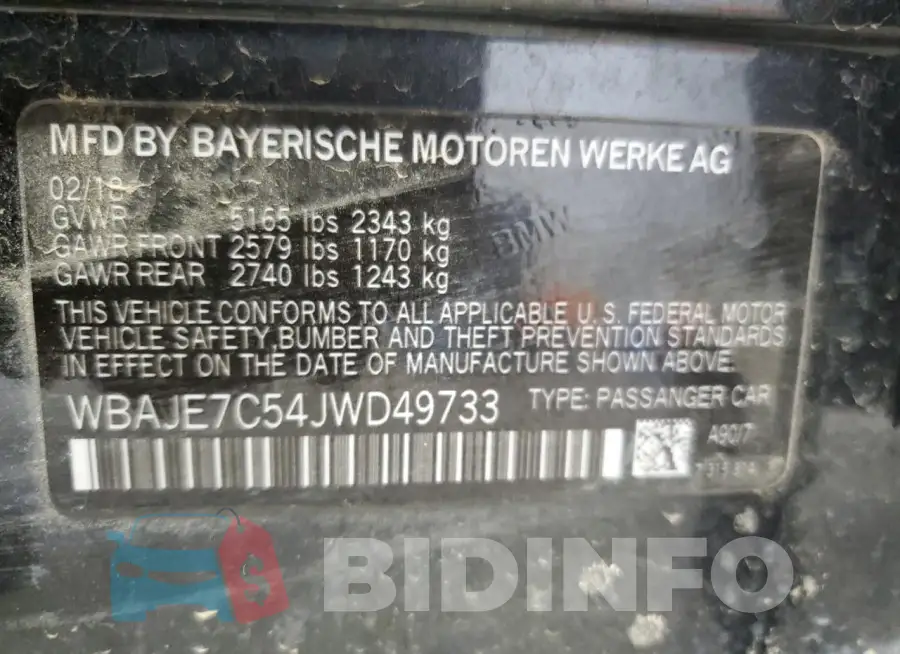 WBAJE7C54JWD49733 Photo# 12