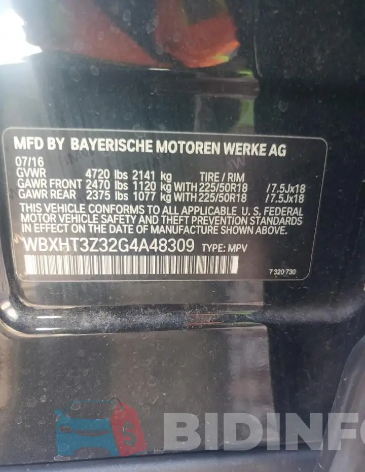 WBXHT3Z32G4A48309 Photo# 14