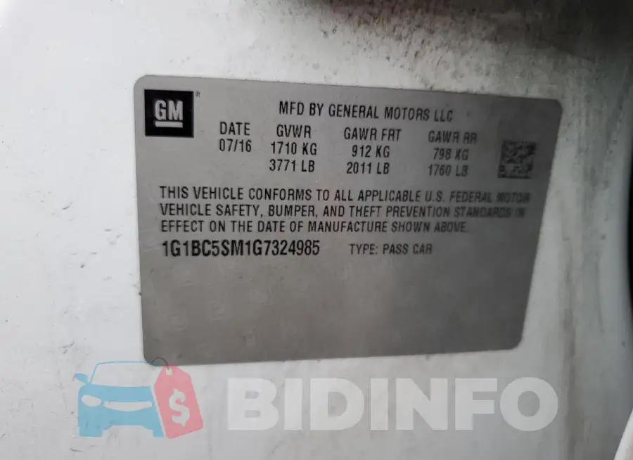 1G1BC5SM1G7324985 Photo# 13
