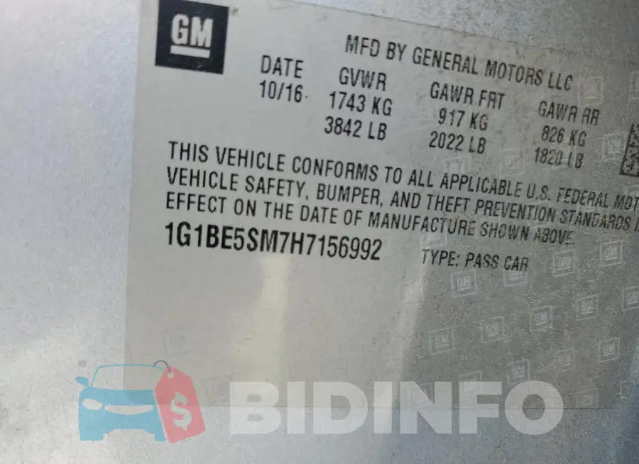 1G1BE5SM7H7156992 Photo# 12