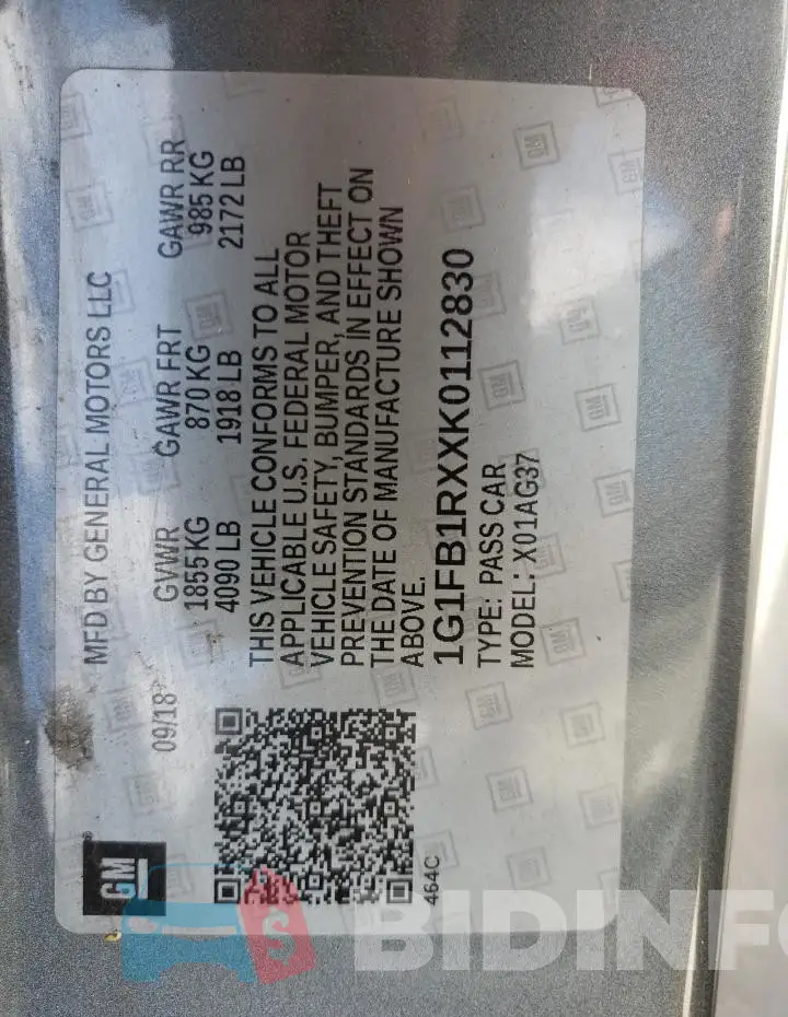 1G1FB1RXXK0112830 Photo# 12