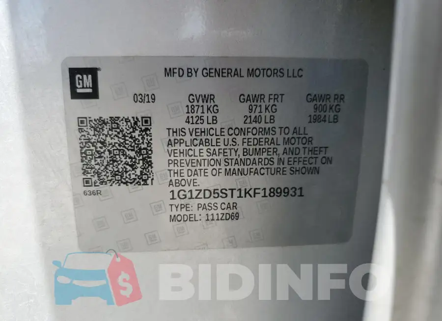 1G1ZD5ST1KF189931 Photo# 12