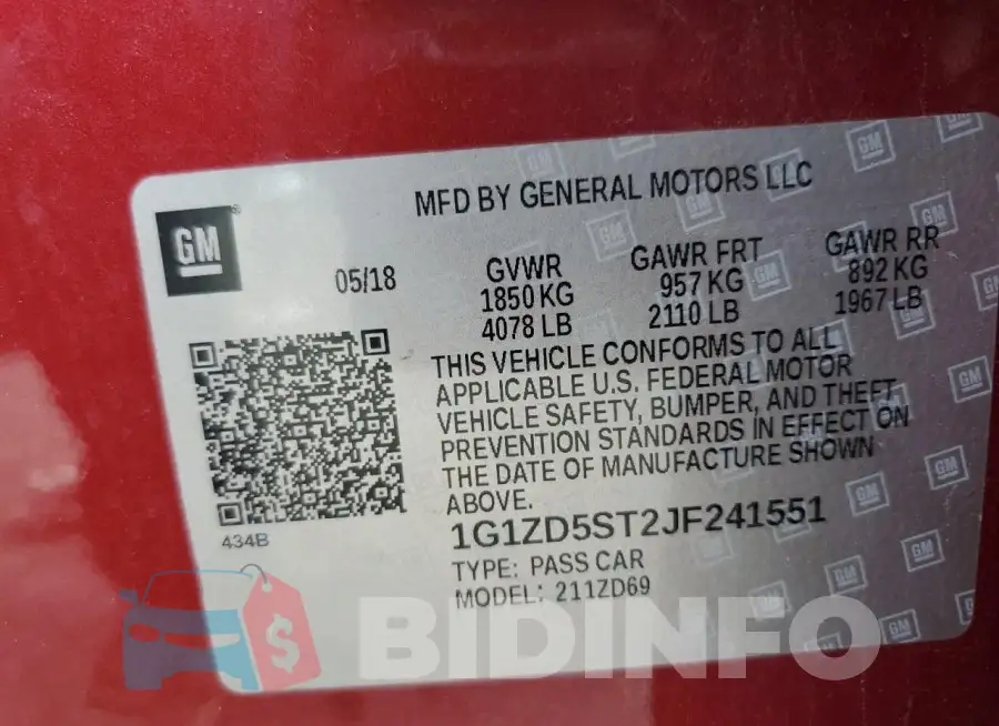 1G1ZD5ST2JF241551 Photo# 12
