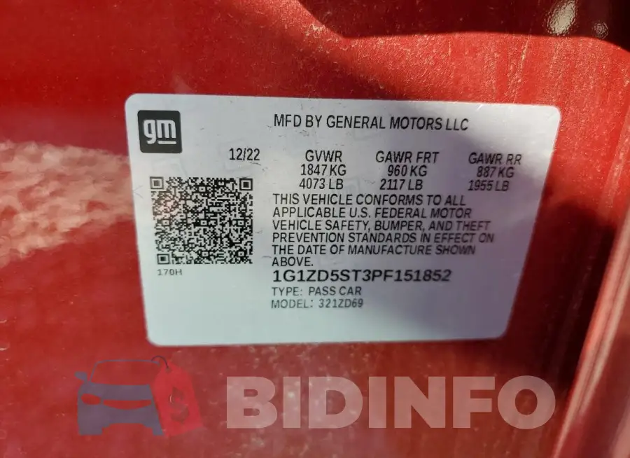1G1ZD5ST3PF151852 Photo# 12