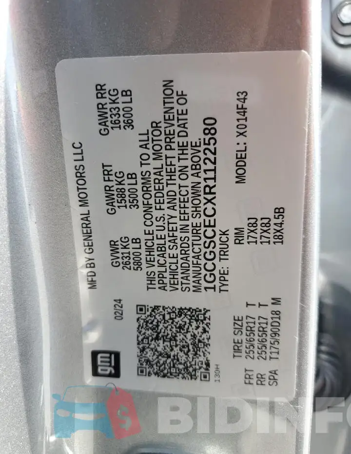 1GCGSCECXR1122580 Photo# 12