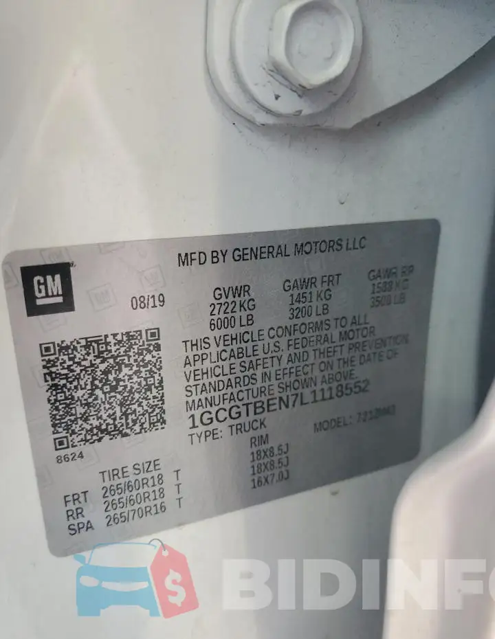 1GCGTBEN7L1118552 Photo# 12