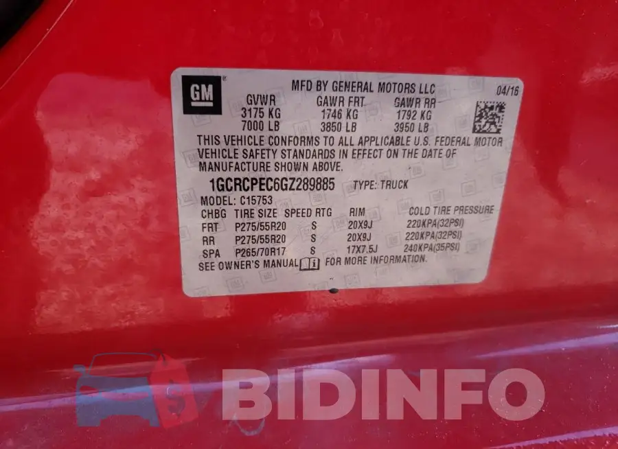 1GCRCPEC6GZ289885 Photo# 12