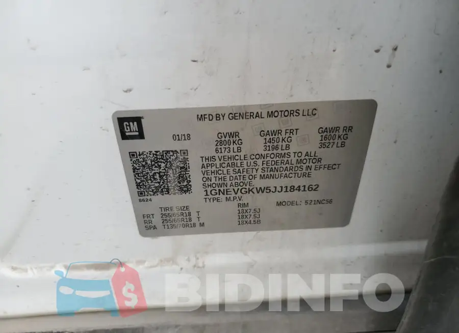 1GNEVGKW5JJ184162 Photo# 13