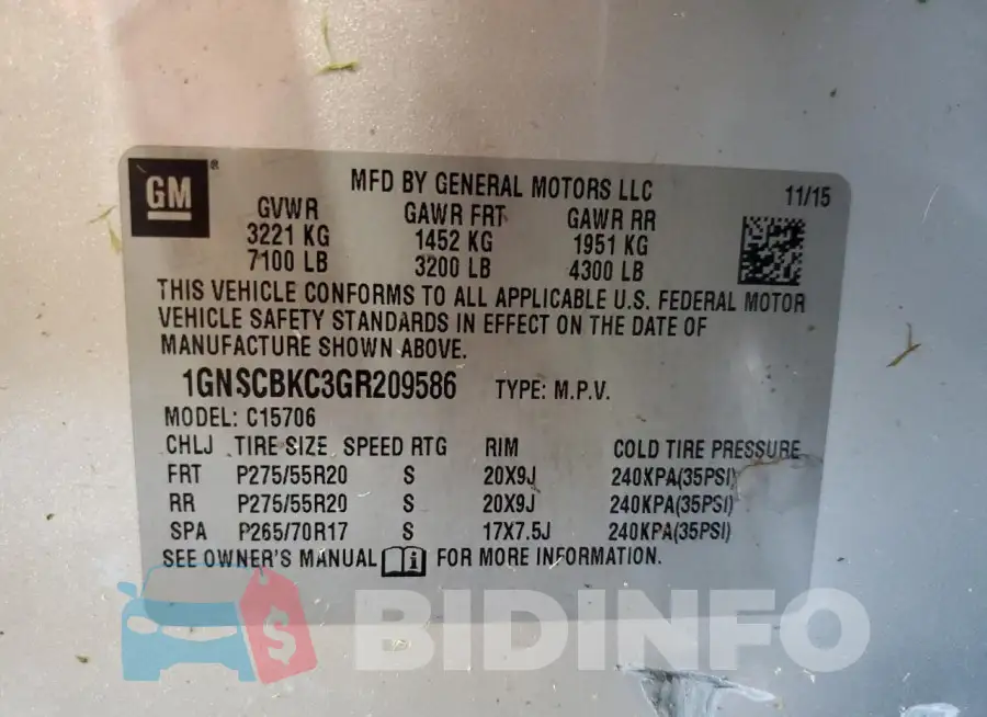 1GNSCBKC3GR209586 Photo# 14