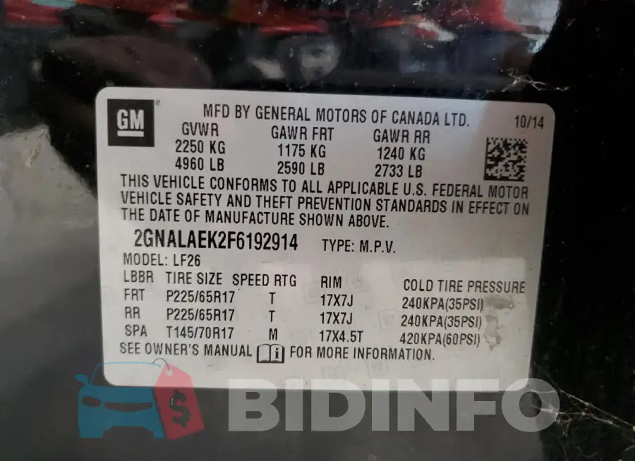 2GNALAEK2F6192914 Photo# 13