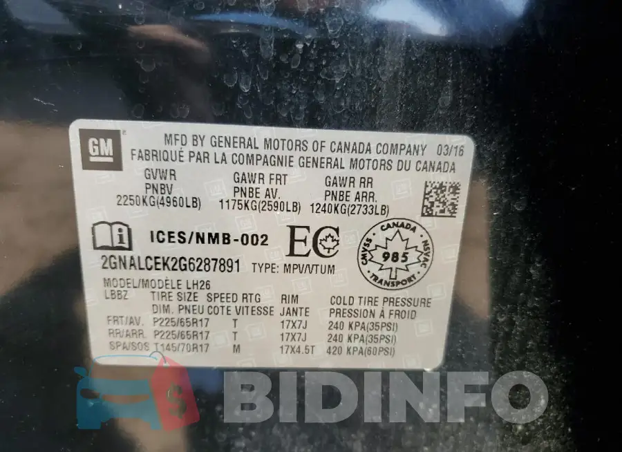 2GNALCEK2G6287891 Photo# 13
