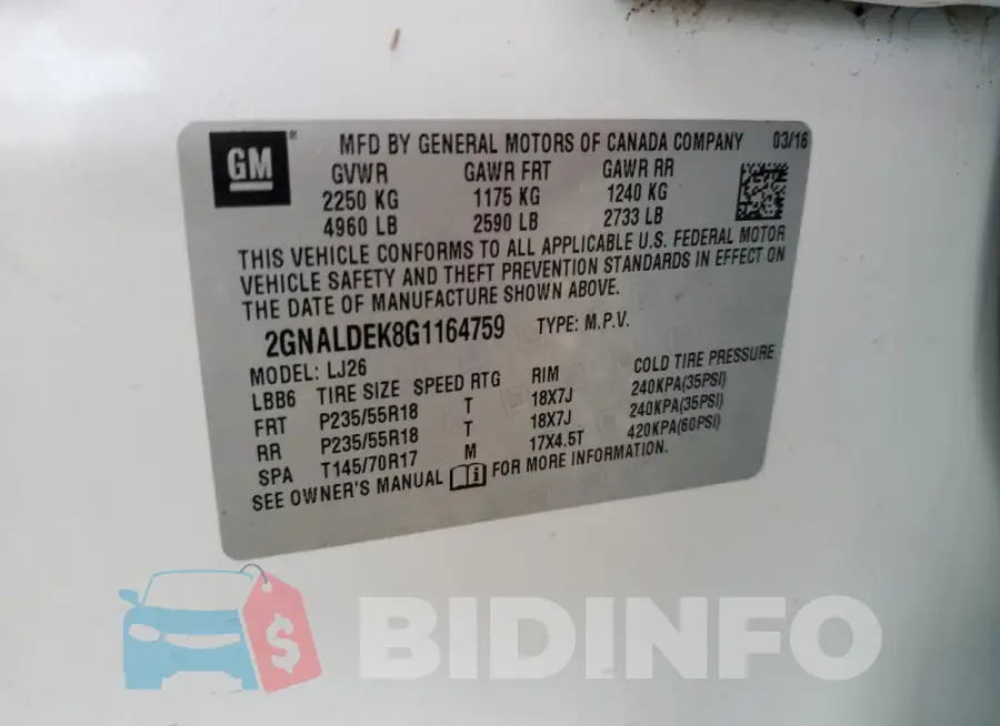2GNALDEK8G1164759 Photo# 13