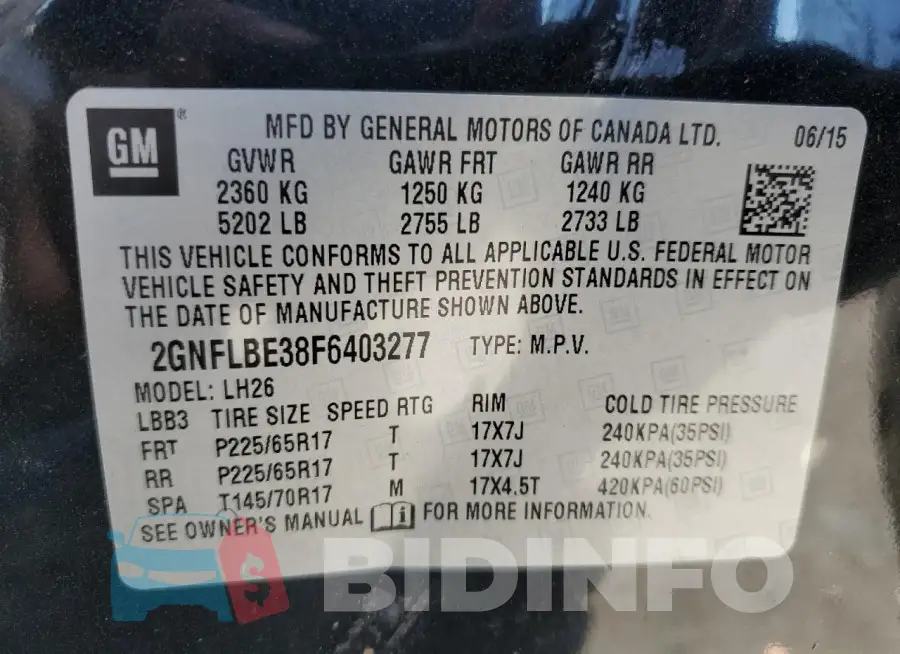 2GNFLBE38F6403277 Photo# 13