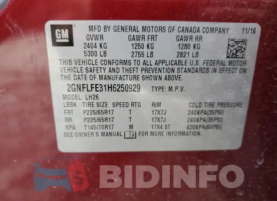 2GNFLFE31H6250929 Photo# 13