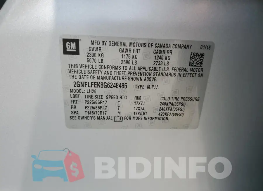 2GNFLFEK8G6248486 Photo# 14