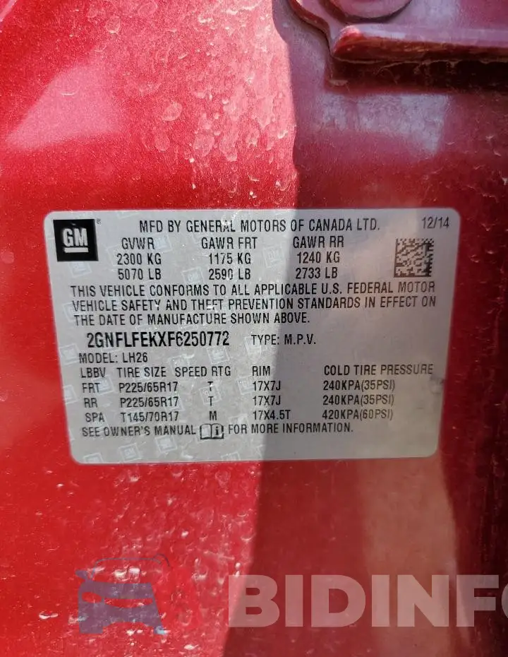2GNFLFEKXF6250772 Photo# 13