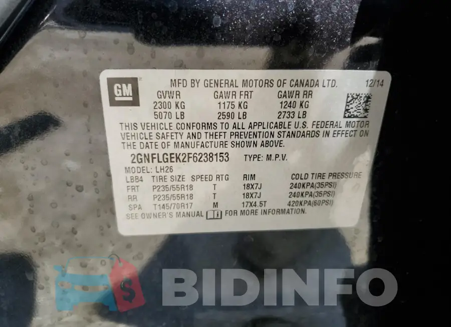 2GNFLGEK2F6238153 Photo# 12